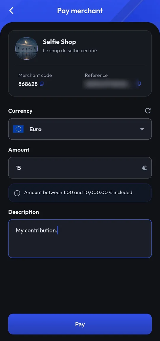 Paying by merchant code