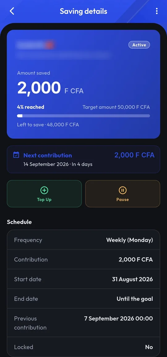 Scheduled savings and goal tracking